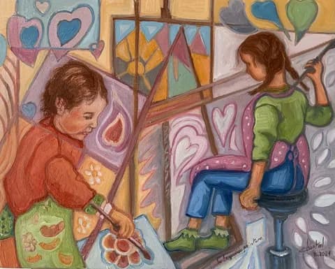 la leçon de peinture H/T d'après croquis