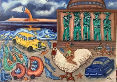 La fuite Cubaine huile/toile